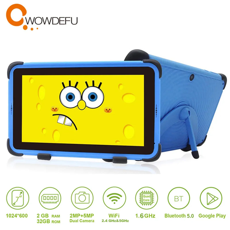 CWOWDEFU 7" Kids Tablet Android 11 2GB 32GB Quad Core WIFI6 Google Play Children Tablets for Kiddies Educational Gift 3000mAh Q7