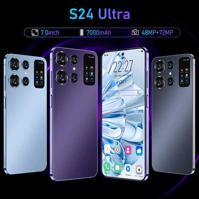 S24Ultra 7.0HD Screen 16G+1T Smart Phone 7000Mah Android13 Celulare Dual Sim Face Unlocked NFC 5G Mobile Phone