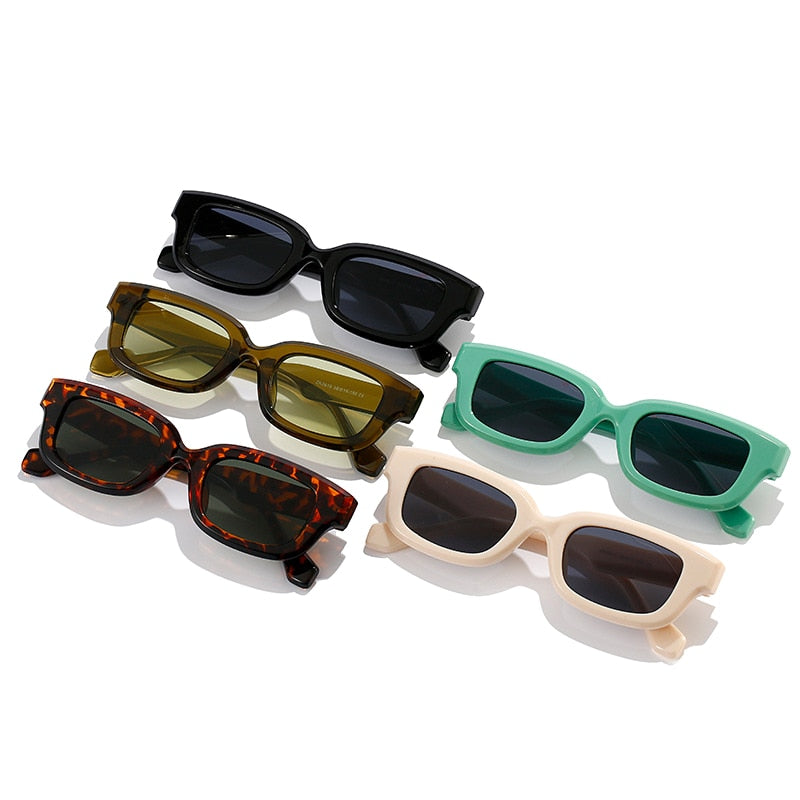 SO&EI Retro Small Rectangle Sunglasses Women Candy Colors Shades UV400 Square Men Sun Glasses