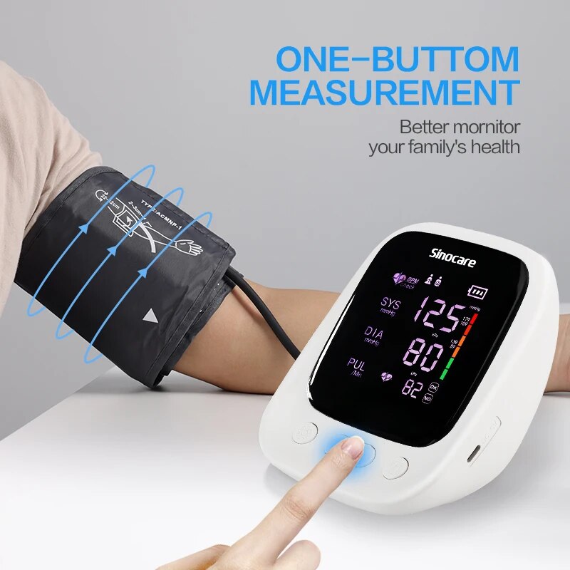 Sinocare Blood Pressure Monitor Tensiometer Upper Arm Automatic Digital BP Machine Pulse Heart Rate Monitor