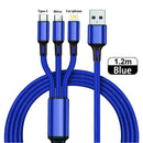 3 In 1 USB Cable Micro USB Type C Mobile Phone Multiple Charging Cord For iPhone 14 13 Pro Max Xiaomi 12 POCO F4 Samsung Redmi