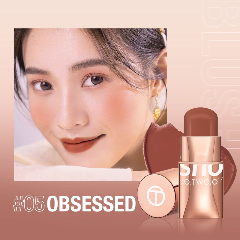 O.TWO.O Blush Stick Cream Blusher 6 Colors Blendable Waterproof Long-lasting Lip Cheek Eye Multi-use Stick Make-up for Women