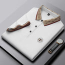 Men's Fashion Short sleeved Summer Polo Shirt High end Design Exquisite Ice Silk Embroidered Breathable T-shirt