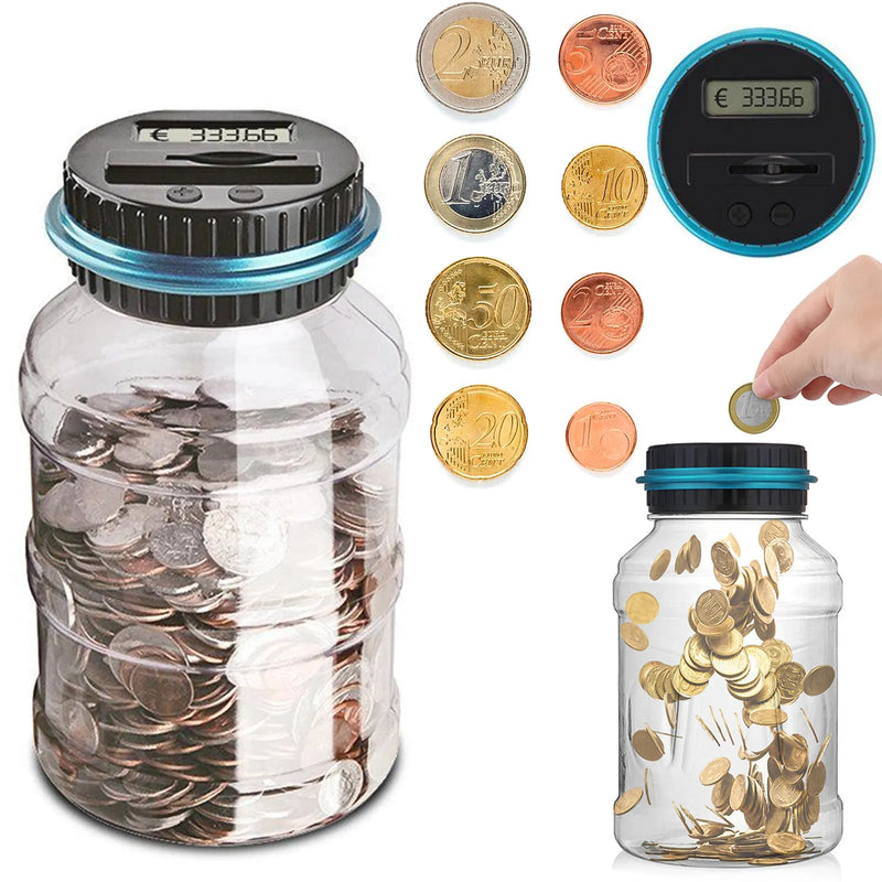 Piggy Bank Money Box Jar 1.5L 1.8L ATM Counter Electronic Digital LCD Counting Coin Money Saving Box Coins Storage Box Jar