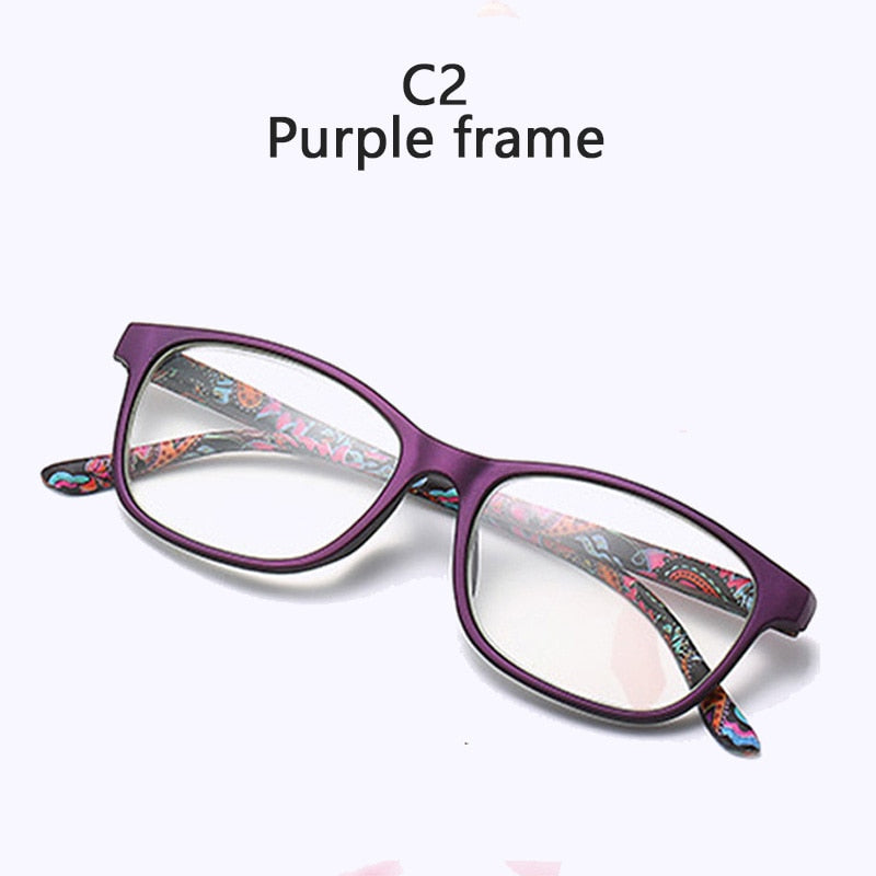 Fashion Women Reading Glasses Flower Print Resin Read Eyeglasses Magnifying Presbyopic Eyewear +1.0~+4.0