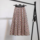 Pleated Skirt Women New  Print Cartoon Pattern  Elastic Women Skirts Big Swing Party Holiday High Waist Skirts