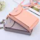 Women Shoulder Strap Purses Solid Color Leather Bag Short Travel Mobile Phone Bag Card Holders Storage Wallet Flap Pocket