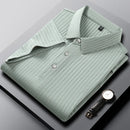 New Men's Casual Fashion Striped Short Sleeved Collar Polo Shirt Breathable and Comfortable Summer Versatile T-shirt