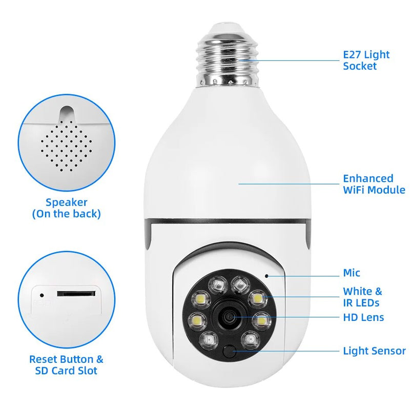 1080P E27 Bulb Camera 2.4G WIFI surveillance Auto Tracking Full Color Night Vision CCTV PTZ Indoor Security Monitor