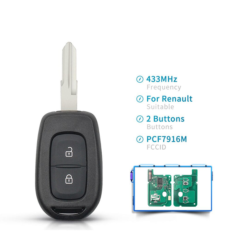 KEYYOU Remote Car Key For Renault Sandero Dacia Logan Lodgy Dokker Duster Trafic Clio4 Master 2 Buttons 433MHZ PCF7961M Chip