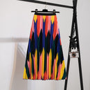 Pleated Skirt Women New  Print Cartoon Pattern  Elastic Women Skirts Big Swing Party Holiday High Waist Skirts