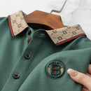 Men's Fashion Short sleeved Summer Polo Shirt High end Design Exquisite Ice Silk Embroidered Breathable T-shirt