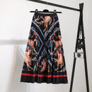 Pleated Skirt Women New  Print Cartoon Pattern  Elastic Women Skirts Big Swing Party Holiday High Waist Skirts