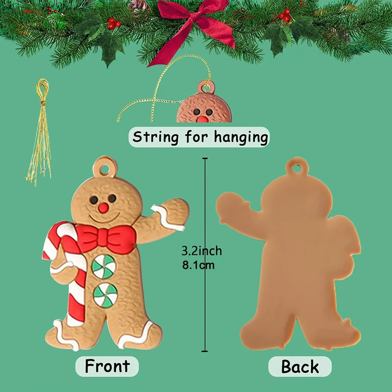 12pcs Gingerbread Man Ornaments for Christmas Tree Assorted Plastic and for Christmas Tree Hanging Decorations