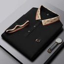 Men's Fashion Short sleeved Summer Polo Shirt High end Design Exquisite Ice Silk Embroidered Breathable T-shirt