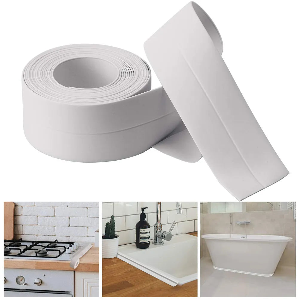 3.2M Self-adhesive Sealing Tape PVC Oil-Proof Kitchen Sink Edge Caulk Tape  Waterproof Bathroom Toilet Corner Wall Sticker