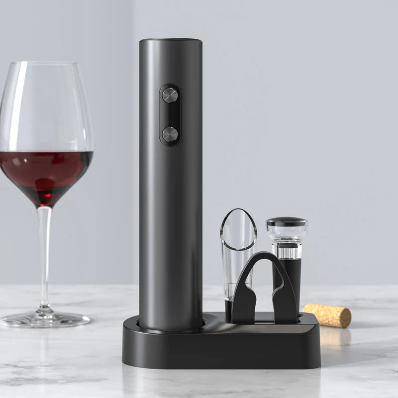 Electric Wine Opener Gift Set Automatic Corkscrew With Foil Cutter One-click Button Battery Bottle Opener For Kitchen Bar Party