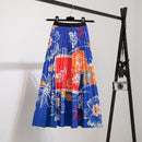 Pleated Skirt Women New  Print Cartoon Pattern  Elastic Women Skirts Big Swing Party Holiday High Waist Skirts