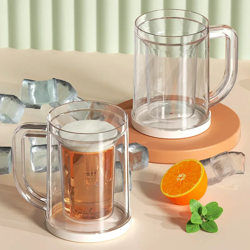 Freezing Beer Mug Double Layer Sandwich Liquid Refrigerator Frozen Cup Cold Drink Chilled Cups Kitchen Bar Drinkware