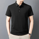 New Men's Casual Fashion Striped Short Sleeved Collar Polo Shirt Breathable and Comfortable Summer Versatile T-shirt