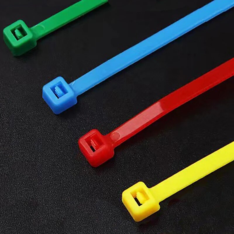 100pcs 3*100mm Red Yellow Blue Green Riselant Self Locking Nylon Plastic Flanges Cable Wire Organizer Zip Ties Tie Bar Clamps