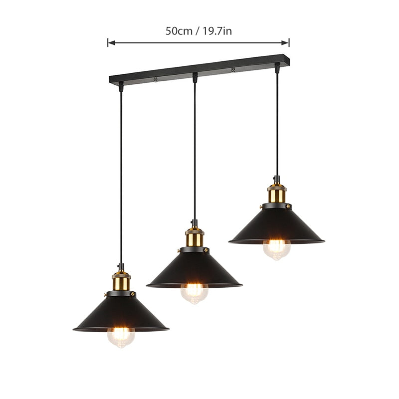 Vintage Chandelier Industrial Pendant Lamp Retro Loft 3 Heads Hanging Light Highquality Black Gold Creative Dining Room Lighting