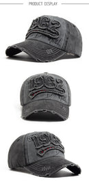 Fashion Vintage Washed Cotton Baseball Cap Digit 1962 Embroidery Snapback Hat Visor Hip Hop Caps