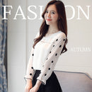 Long Sleeve Women Blouse Shirt Fashion Chiffon Women Clothing Sweet O-neck Black Dot White Feminine Tops Blusas D383 30
