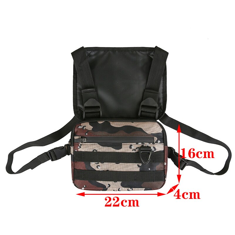 Functional Tactical Chest Bag For Men Fashion Bullet Hip Hop Vest Streetwear Bag Waist Pack Unisex Black Chest Rig Bag 899
