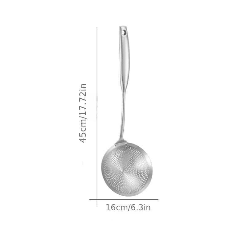 1pc 304 Stainless Steel Large Colander, Kitchen Cooking Skimmer Ladle, Pasta Food Strainer Spoon, Kitchen Tools