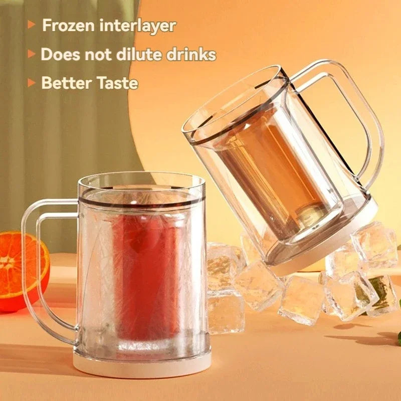 Beer Mug Double Layer Sandwich Liquid Refrigerator Frozen Cup Cold Drink Chilled Cups Kitchen Bar Drinkware