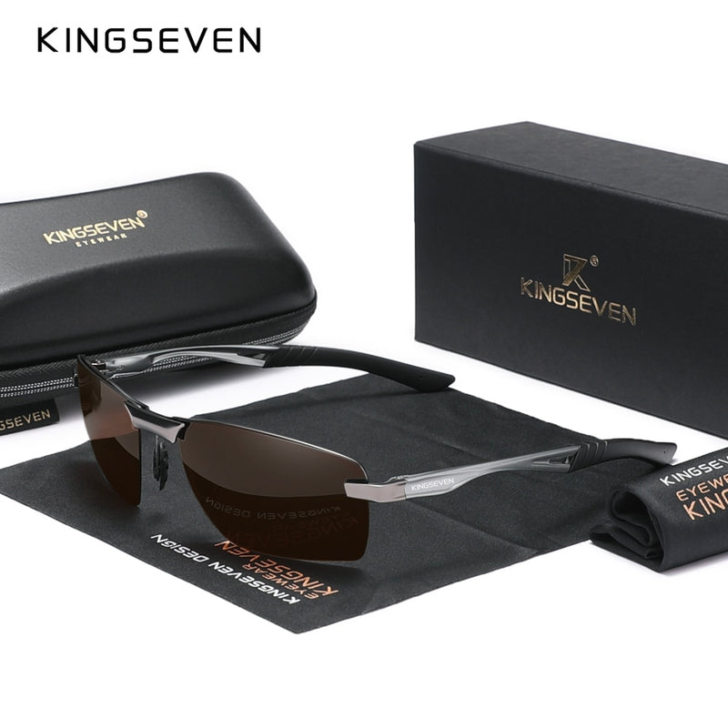 KINGSEVEN New Men's Polarized Sunglasses Aluminum Frame UV400 Sun Glasses Male Eyewear Driving Glasses