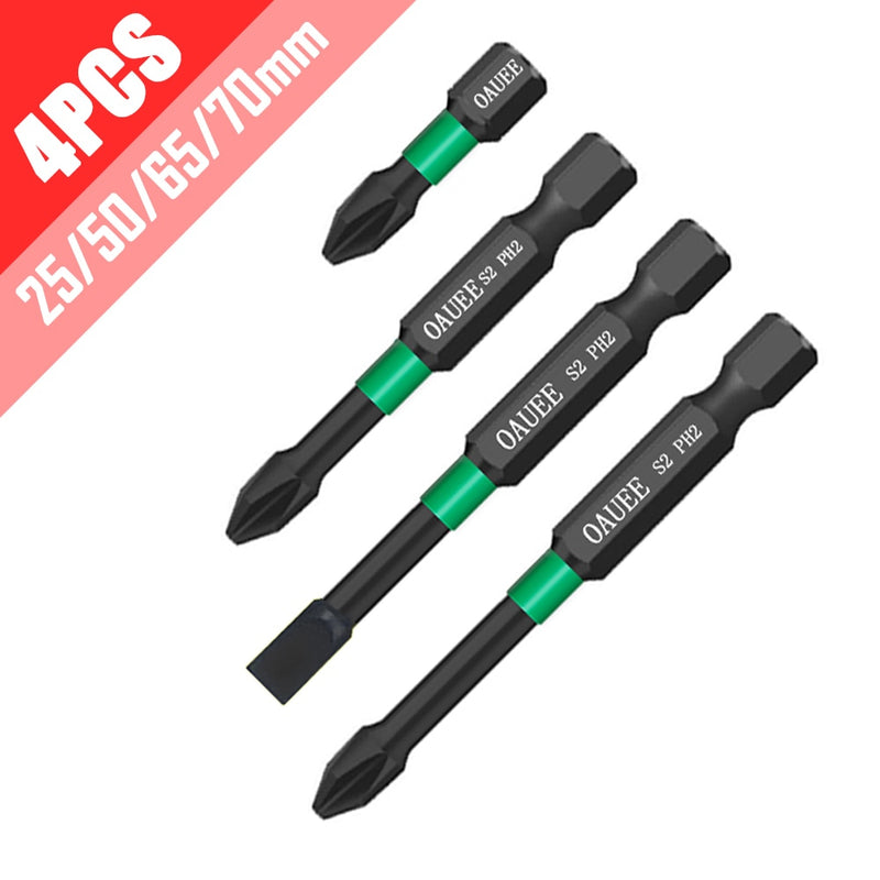 4/5/6pcs Magnetic Batch Head Impact Strong Cross PH2 High Hardness Screwdriver Bits 60/70/90mm Anti Non-slip WaterProof Bits