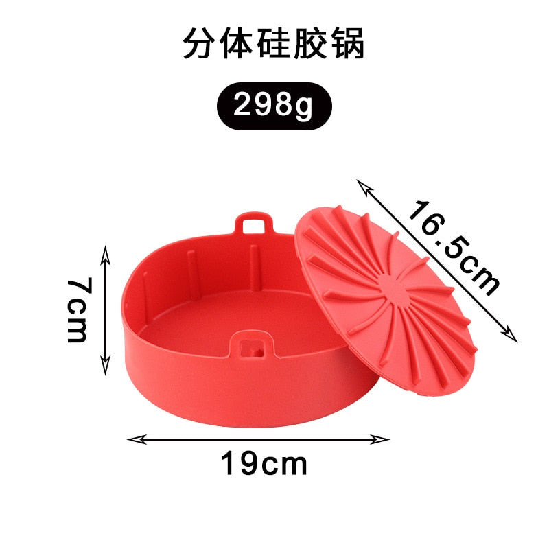 Silicone Pot for Airfryer Reusable Air Fryer Accessories Baking Basket  Pizza Plate Grill Pot Kitchen Cake