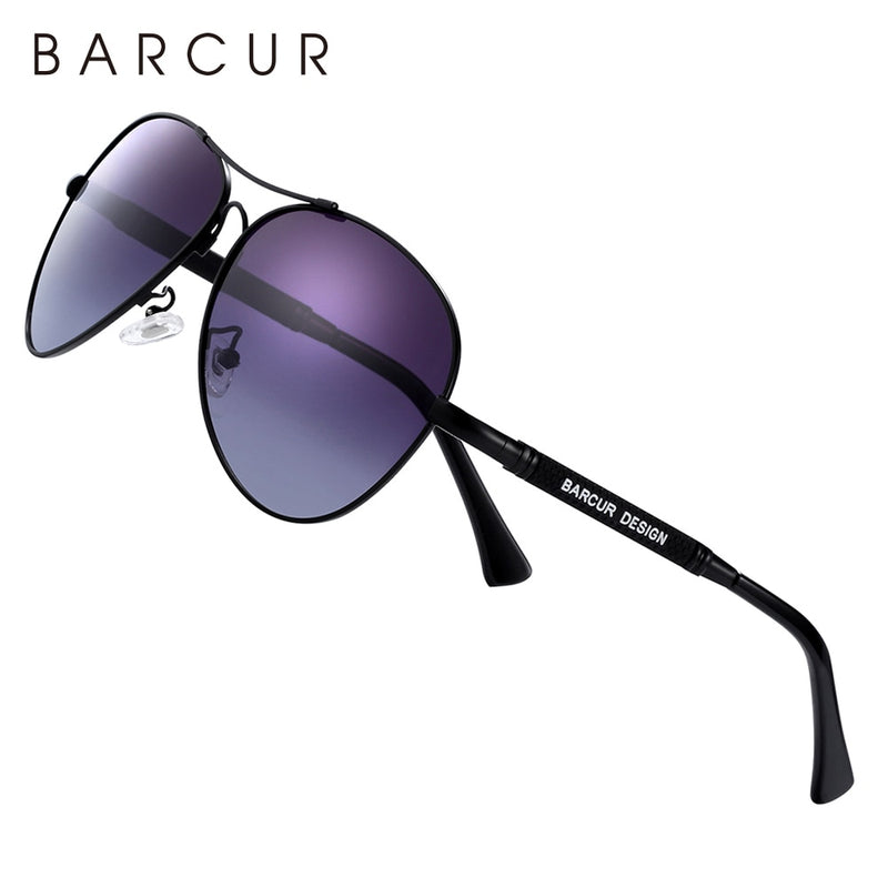 BARCUR Design Memery Alloy Sunglasses Polarized Gradient Men's Sun Glasses Women Pilot Eyewear Mirror Shades Oculos De Sol