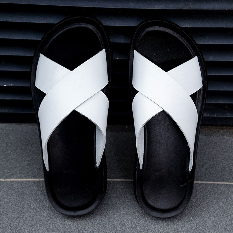 Italian Slippers For Men Shoes High Quality Big Size 47 Slip On Light Flats Male Flip Flops