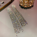 FYUAN Long Tassel Full Rhinestone Drop Earrings for Women Oversize Crystal Dangle Earrings Fashion Jewelry Accessories