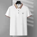 Men's Fashion Short sleeved Summer Polo Shirt High end Design Exquisite Ice Silk Embroidered Breathable T-shirt