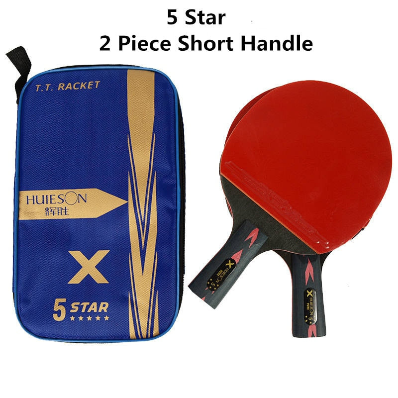 HUIESON 5/6 Star 2Pcs New Upgraded Carbon Table Tennis Racket Set Super Powerful Ping Pong Racket Bat for Adult Club Training