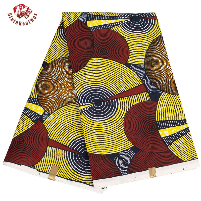  African Gold Wax Fabric 100% Cotton African Fabric Wax Print  Ankara Wax for Sewing 6yards Women Fabric - African Wax Fabric for Wedding  Dress