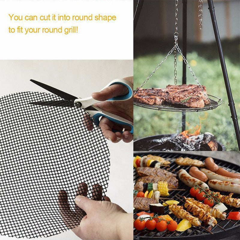 Non-stick Barbecue Grilling Mat Replacement Mesh Wire Net Grilling Mesh Pads Outdoor Activities Cook Reusable BBQ Accessories