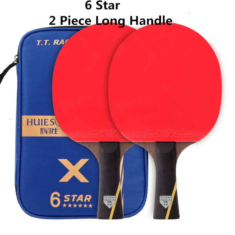 HUIESON 5/6 Star 2Pcs New Upgraded Carbon Table Tennis Racket Set Super Powerful Ping Pong Racket Bat for Adult Club Training