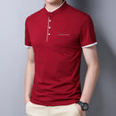 New Men's Casual and Fashionable Solid Color Short Sleeved Stand Up Collar T-shirt Summer Versatile and Comfortable Top