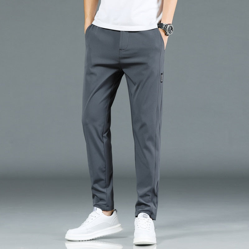 Mingyu Brand Summer Men Casual Pants Men Trousers Male Pant Slim Fit Work Elastic Waist Black Green Grey Light Trousers 28-38