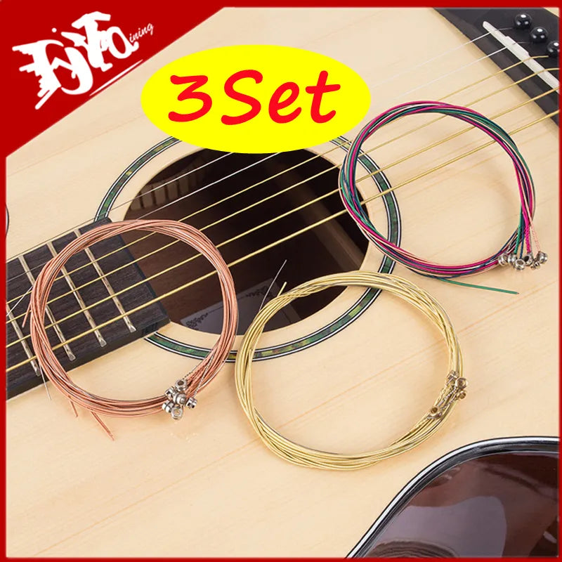 New Colorful Folk Guitar String Replacement Parts Acoustic Guitar Copper Core Strings Kit Musical Instrument Accessories 2023