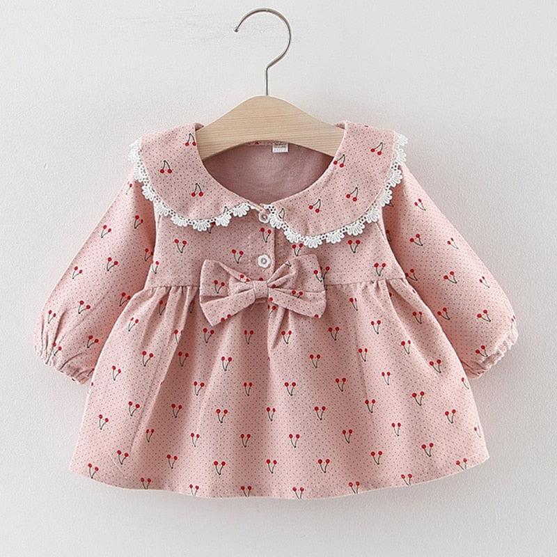 Melario Baby Girls Dress Cute Bow Mesh Newborn Dress Long Sleeved Princess Dresses For Girl Toddler Kids Dress