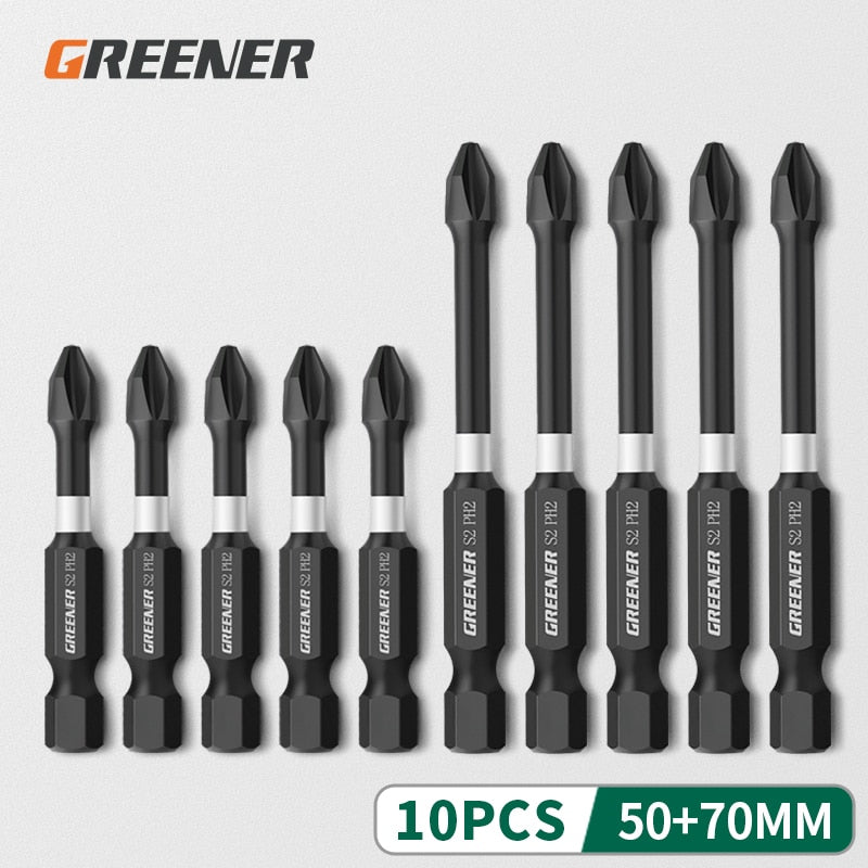 Greener Impact Strong Magnetic Batch Head Cross High Hardness Hand Drill Bit Screw Electric Screwdriver Set 50 65 70 90 150mm