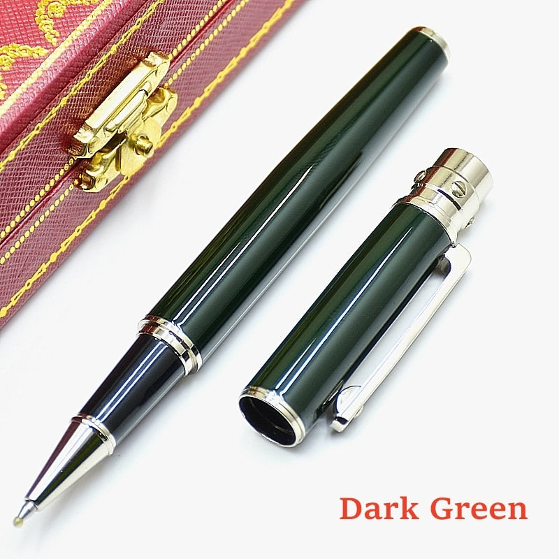 Luxury Santos Series Ct Metal Rollerball Pen High Quality Silver Golden Stripe Office School Stationery Writing Smooth Gel Pens