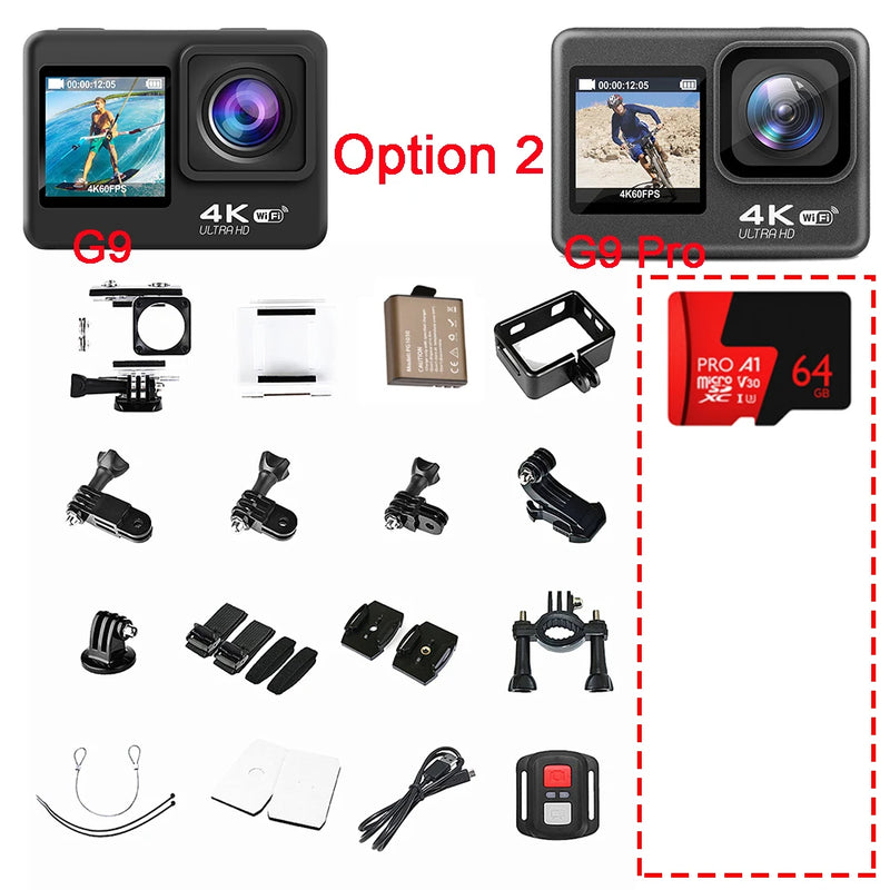 G9Pro Action Camera 4K 60FPS 24MP Touch LCD EIS Dual Screen Wi-Fi