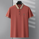 Men's Fashion Short sleeved Summer Polo Shirt High end Design Exquisite Ice Silk Embroidered Breathable T-shirt